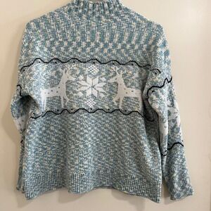 Snowflake Womens Reindeer Fair Isle Sweater S/M Mock‎ Neck Cozy Winter Cottage
